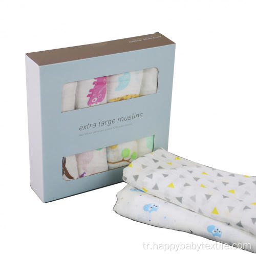 Bebek% 100 pamuklu muslin kundak battaniyesi 4pk yıkadı